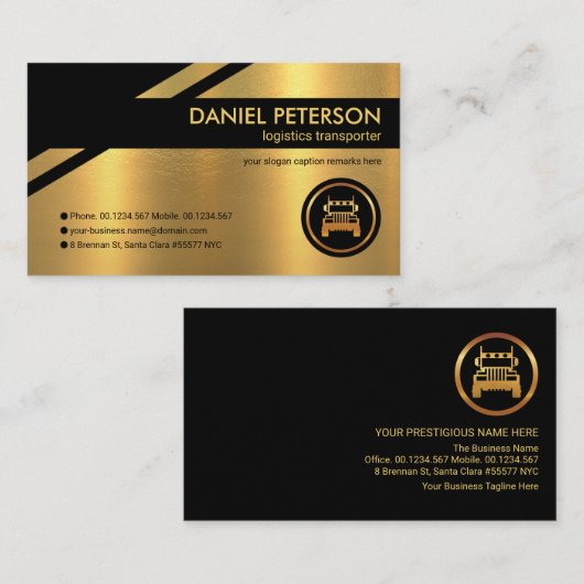 Atemberaubender Gold Logistics Route Trucker Visitenkarte (Vorne/Hinten)