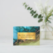 Atemberaubender Goldfilm Schwarz Aquamarine Abstra Visitenkarte (Stehend Vorderseite)