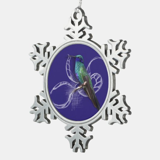 Atemberaubender Hummingbird - personalisieren durc Schneeflocken Zinn-Ornament (Rechts)