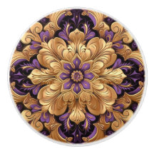 Atemberaubender Knofen für Lila und goldene Kerami