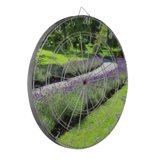 Atemberaubender Lavendelgarten Wandern Landschaft Dartscheibe (Vorderseite Links)