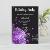 ATEMBERAUBENDER LILA BLACK FLORAL GARDEN GEBURTSTA EINLADUNG (Stehend Vorderseite)