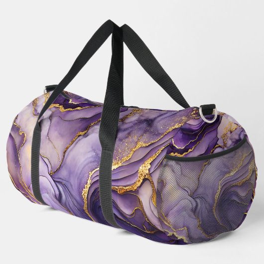 Atemberaubender Lila Marmorbeutel Duffle Bag (Rechte Ecke)