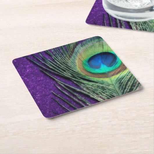 Atemberaubender lila Pfau Rechteckiger Pappuntersetzer (angewinkelt)