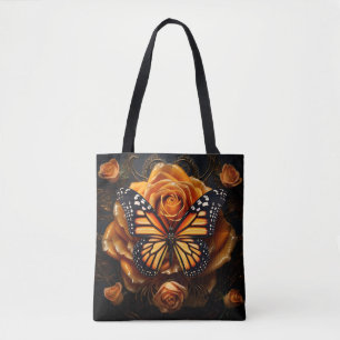 Atemberaubender Monarchen-Schmetterling mit Rose Tasche