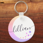 Atemberaubender Mond und Sterne Weißer Regenbogen  Schlüsselanhänger (Vorderseite)