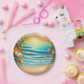 Atemberaubender Ozean mit Diamanten und Perlen Pappteller (Party)