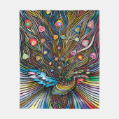Atemberaubender Pfau im Huichol Style Art Fleecedecke (Vorderseite)