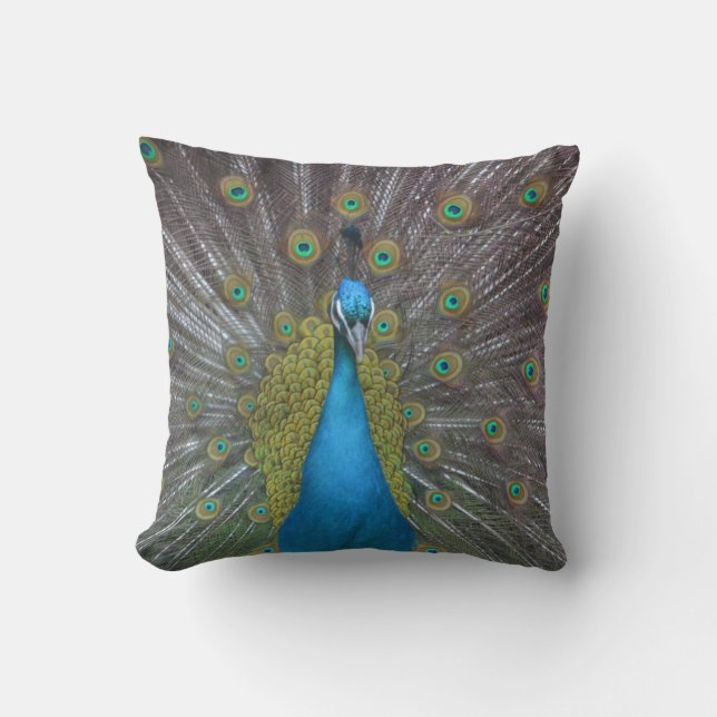 Atemberaubender Pfau Kissen (Vorderseite)