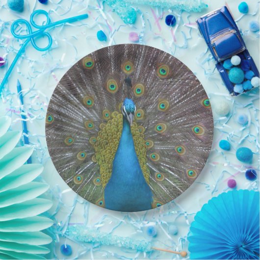Atemberaubender Pfau Pappteller (Party)