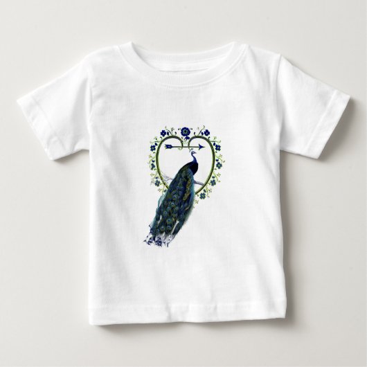 Atemberaubender Pfau und verzierter Blume Baby T-shirt (Vorderseite)