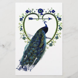 Atemberaubender Pfau und verzierter Blume Briefpapier