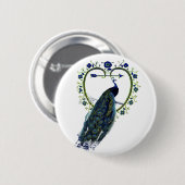 Atemberaubender Pfau und verzierter Blume Button (Vorne & Hinten)