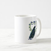Atemberaubender Pfau und verzierter Blume Kaffeetasse (VorderseiteRechts)