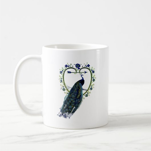 Atemberaubender Pfau und verzierter Blume Kaffeetasse (Links)