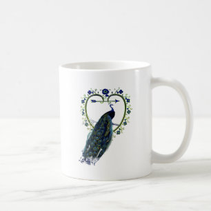 Atemberaubender Pfau und verzierter Blume Kaffeetasse