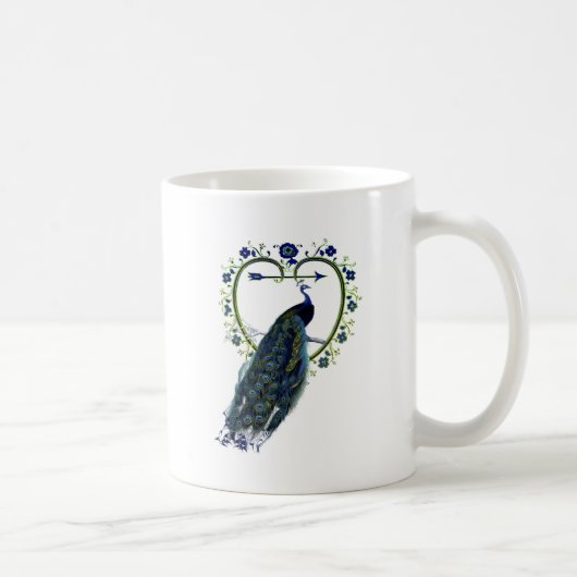 Atemberaubender Pfau und verzierter Blume Kaffeetasse (Rechts)