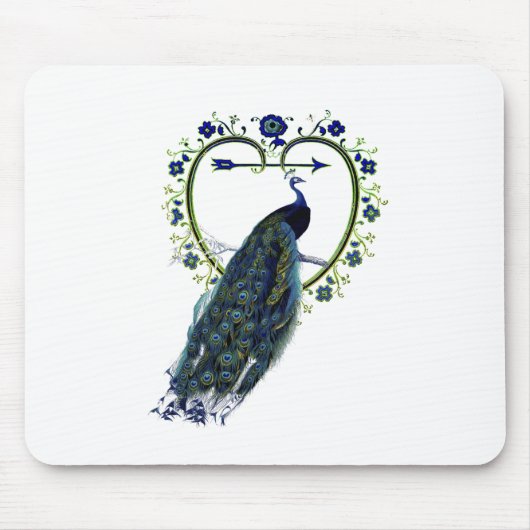 Atemberaubender Pfau und verzierter Blume Mousepad (Vorne)