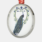 Atemberaubender Pfau und verzierter Blume Ornament Aus Metall (Links)