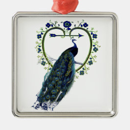 Atemberaubender Pfau und verzierter Blume Ornament Aus Metall
