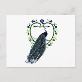 Atemberaubender Pfau und verzierter Blume Postkarte
