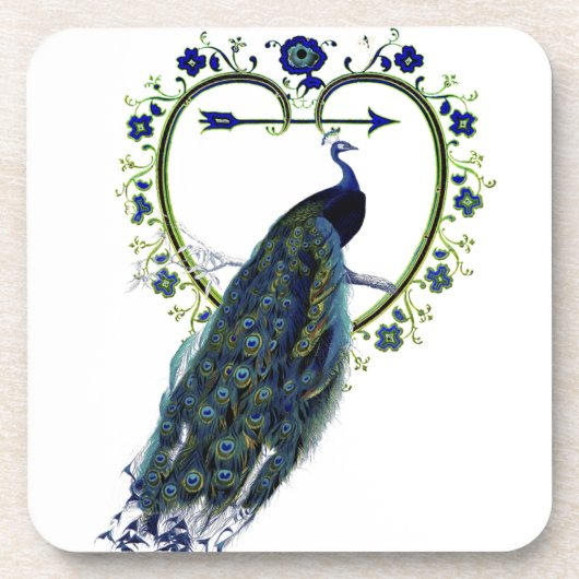 Atemberaubender Pfau und verzierter Blume Untersetzer (Vorderseite)