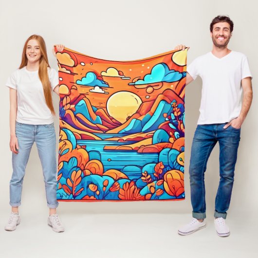 Atemberaubender Regenbogen-Karibikwald Fleecedecke (Beispiel)