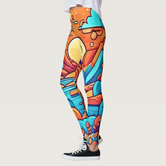 Atemberaubender Regenbogen-Karibikwald Leggings (Links)