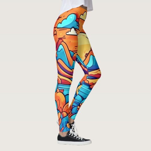 Atemberaubender Regenbogen-Karibikwald Leggings (Rechts)
