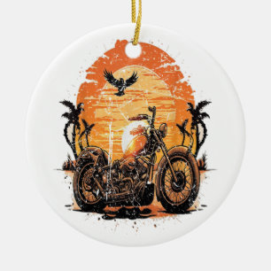 Atemberaubender Retro-Vintager Motorrad Klassische Keramik Ornament