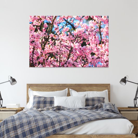 Atemberaubender Sakura-Baum in rosa Frühlingsblüte Leinwanddruck (Insitu (Schlafzimmer))