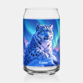 Atemberaubender Schneeleopard auf dem Felsen Dosenglas (Rückseite)