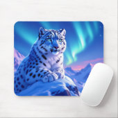 Atemberaubender Schneeleopard auf dem Felsen Mousepad (Mit Mouse)