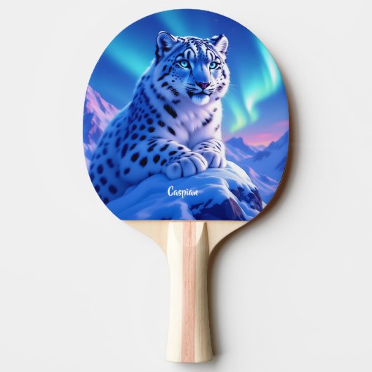 Atemberaubender Schneeleopard auf dem Felsen Tischtennis Schläger (Rückseite)