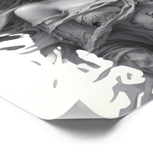 atemberaubender schwarz-weißer Schlafengel zeichne Poster (Ecke)