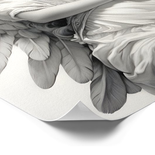 atemberaubender schwarz-weißer Schlafengel zeichne Poster (Ecke)