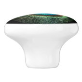 Atemberaubender schwarzer Pfau Keramikknauf (Seitenansicht)