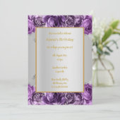 ATEMBERAUBENDER SILBER- UND LILA BLUMENPATTER GEBU EINLADUNG (Stehend Vorderseite)