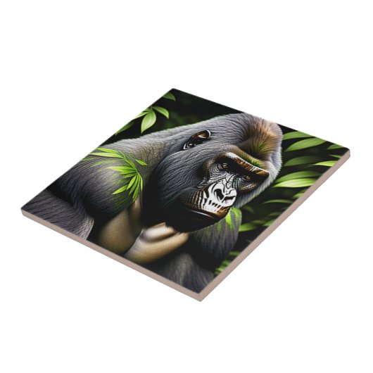 Atemberaubender Silver Back Gorilla - Jungle King Fliese (Seite)