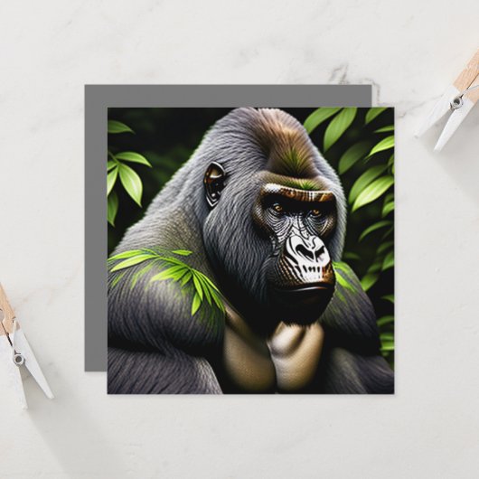 Atemberaubender Silver Back Gorilla - Jungle King Karte (Vorderseite/Rückseite Beispiel)