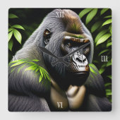 Atemberaubender Silver Back Gorilla - Jungle King Quadratische Wanduhr (Vorderseite)