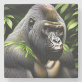 Atemberaubender Silver Back Gorilla - Jungle King Steinuntersetzer (Vorderseite)