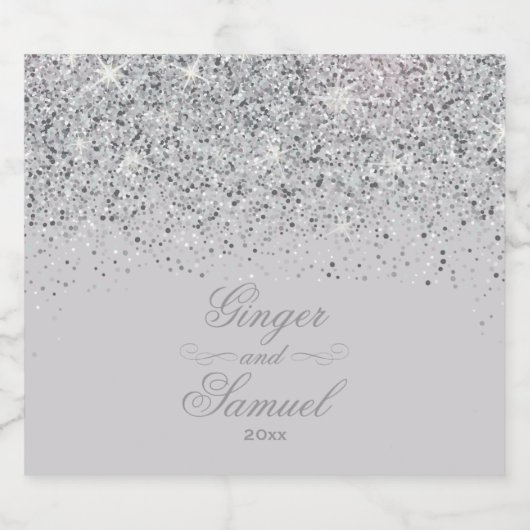 Atemberaubender Silver Glitzer Bierflaschenetikett (Einzelnes Label)