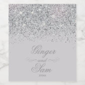 Atemberaubender Silver Glitzer Weinetikett (Einzelnes Label)