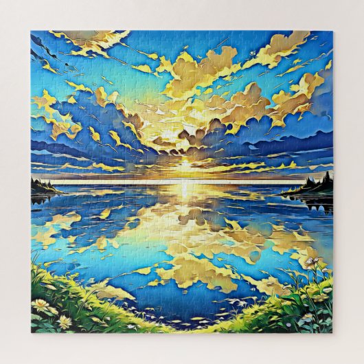 atemberaubender Sonnenuntergang über Wasser Puzzle (Vertikal)
