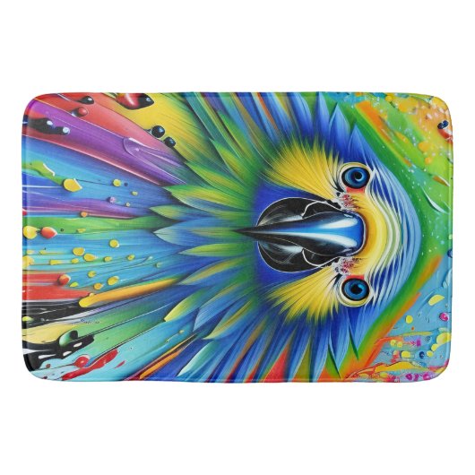 Atemberaubender Spritzer Paint Parrot Badematte (Vorderseite)