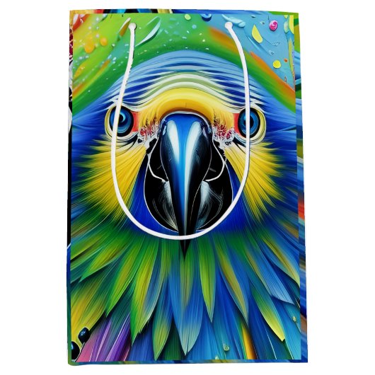 Atemberaubender Spritzer Paint Parrot Mittlere Geschenktüte (Vorderseite)