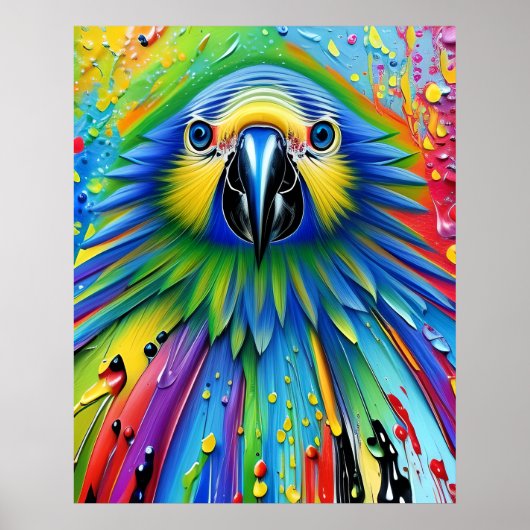 Atemberaubender Spritzer Paint Parrot Poster (Vorne)