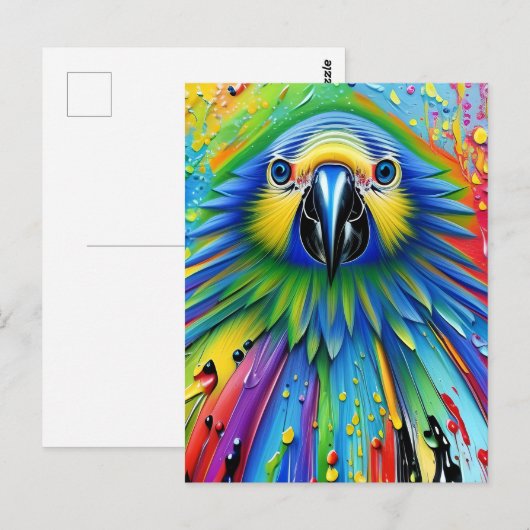 Atemberaubender Spritzer Paint Parrot Postkarte (Vorne/Hinten)