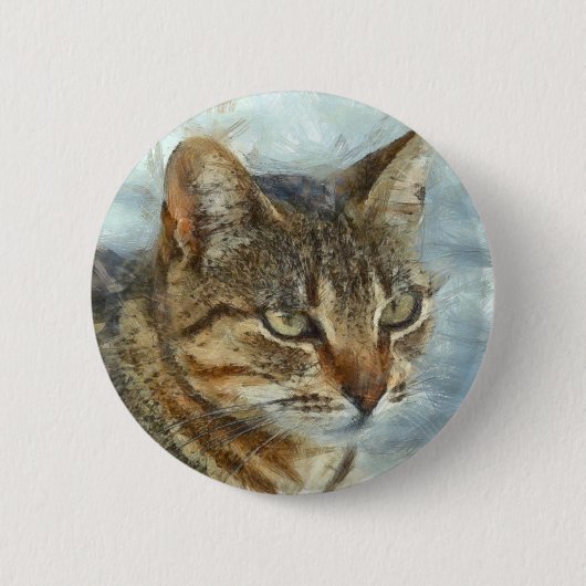 Atemberaubender Tabby-Kat Nah Up Graphit Pencil Po Button (Vorderseite)